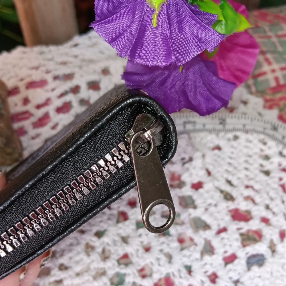 🆕VEGAN LEATHER GOTHIC SKULL WALLET WITH 12 CARD SLOTS:*GOTH *PUNK *STEAMPUNK